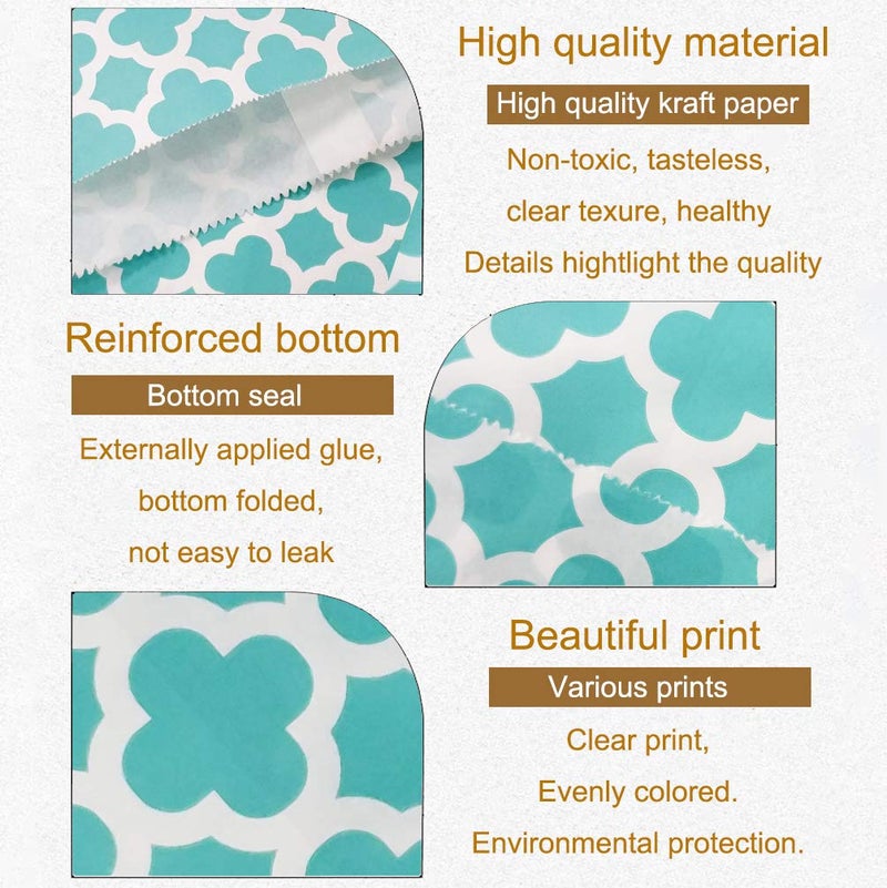 KEYYOOMY 100 Pcs Teal Blue Candy Buffet Bags - Small Polka Dot Paper Treat Bags for Wedding & Birthday Party (5 x 7 inch) - Image 3
